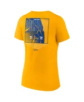 Women's Fanatics Gold Golden State Warriors 2022 Western Conference Champions Balanced Attack Roster V-Neck T-shirt