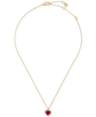 Kate Spade New York Cubic Zirconia Heart Halo Pendant Necklace, 16" + 3" extender