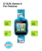 Playzoom Kid's Blue Shark Silicone Strap Touchscreen Smart Watch 42mm with Earbuds Gift Set