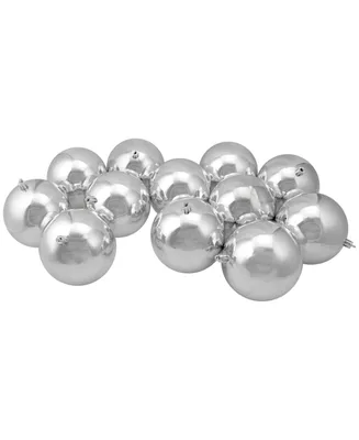 Northlight 12 Count Shatterproof Shiny Christmas Ball Ornaments 100mm Set, 4" - Silver