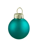 Northlight 24 Count Shiny and Matte Teal Glass Ball Christmas Ornaments 25 Mm Set, 1"