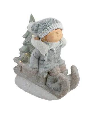 Northlight Lighted Girl on a Sled Christmas Decoration, 15"