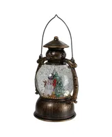 Northlight Brushed Led Snowman and Christmas Trees Snow Globe Lantern, 8"