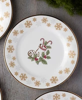 Holly Berry Gold Set of 4 Assorted Appetizer Plates, 6-1/4"