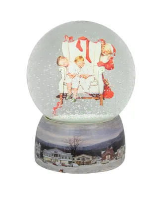 Northlight Norman Rockwell Santa Looking at Two Sleeping Children Christmas Snow Globe, 6.5"