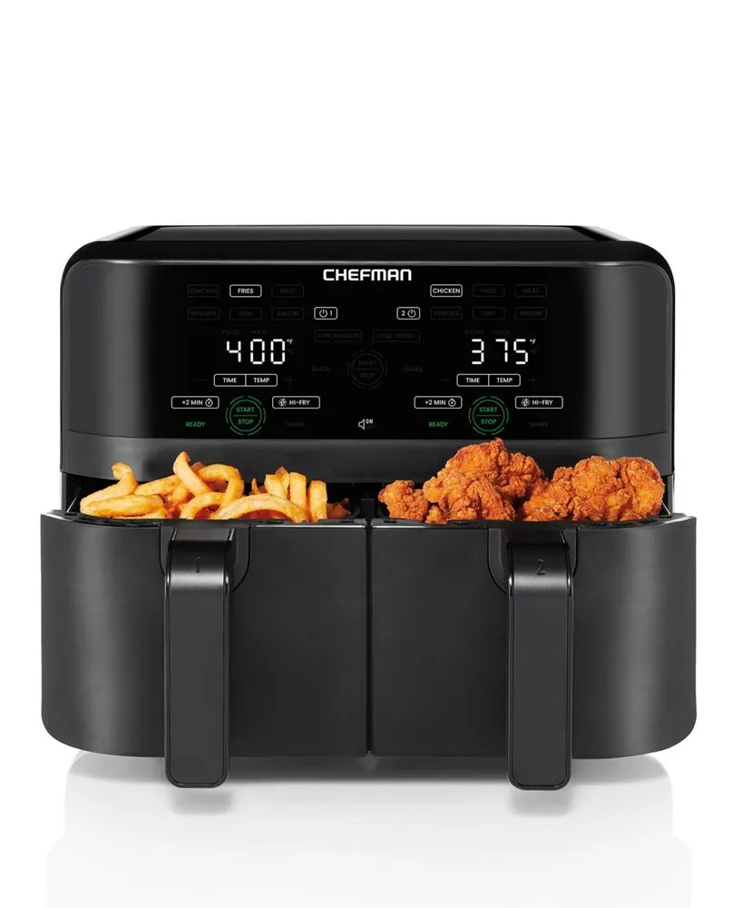 Chefman 9 Quart Turbofry Dual Basket Air Fryer with Digital Touch Display