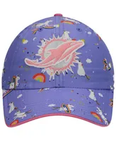 Girls Preschool '47 Purple Miami Dolphins Logo Unicorn Clean Up Adjustable Hat