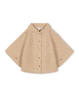 Hope & Henry Girls Button Front Rib Sweater Cape