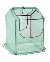 Outdoor Portable Mini Greenhouse Tent with 2 Zippered Side Doors and Iron Tube Frame - Green