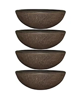 Percival 20.75" Shallow Outdoor Planter Bowl for Flowers and Succulents - Polyresin Double-Walled Design - Sable