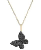 Wrapped Diamond Butterfly Pendant Necklace (1/6 ct. t.w.) 14k Gold (Also Available Black Diamond)