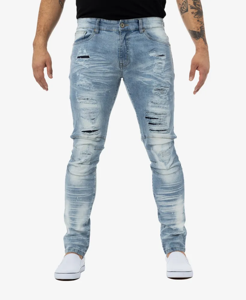 X-Ray Men's Rawx Rips Repair Moto Jeans