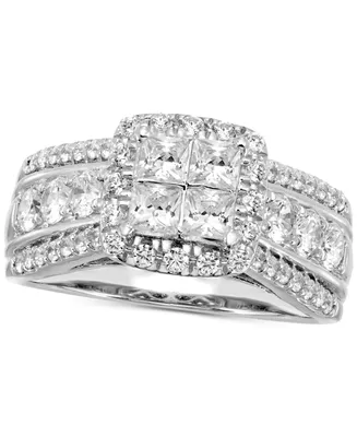 Diamond Princess Halo Engagement Ring (1-5/8 ct. t.w.) in 14k White Gold