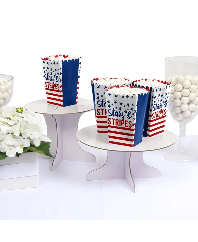 Stars & Stripes - Usa Patriotic Party Favor Popcorn Treat Boxes - 12 Ct