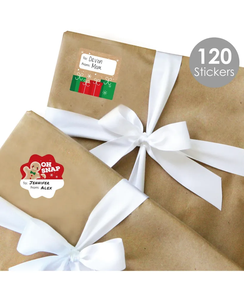 Big Dot of Happiness Jolly Santa Claus - Christmas Party Gift Tag Labels - To and From 120 Stickers