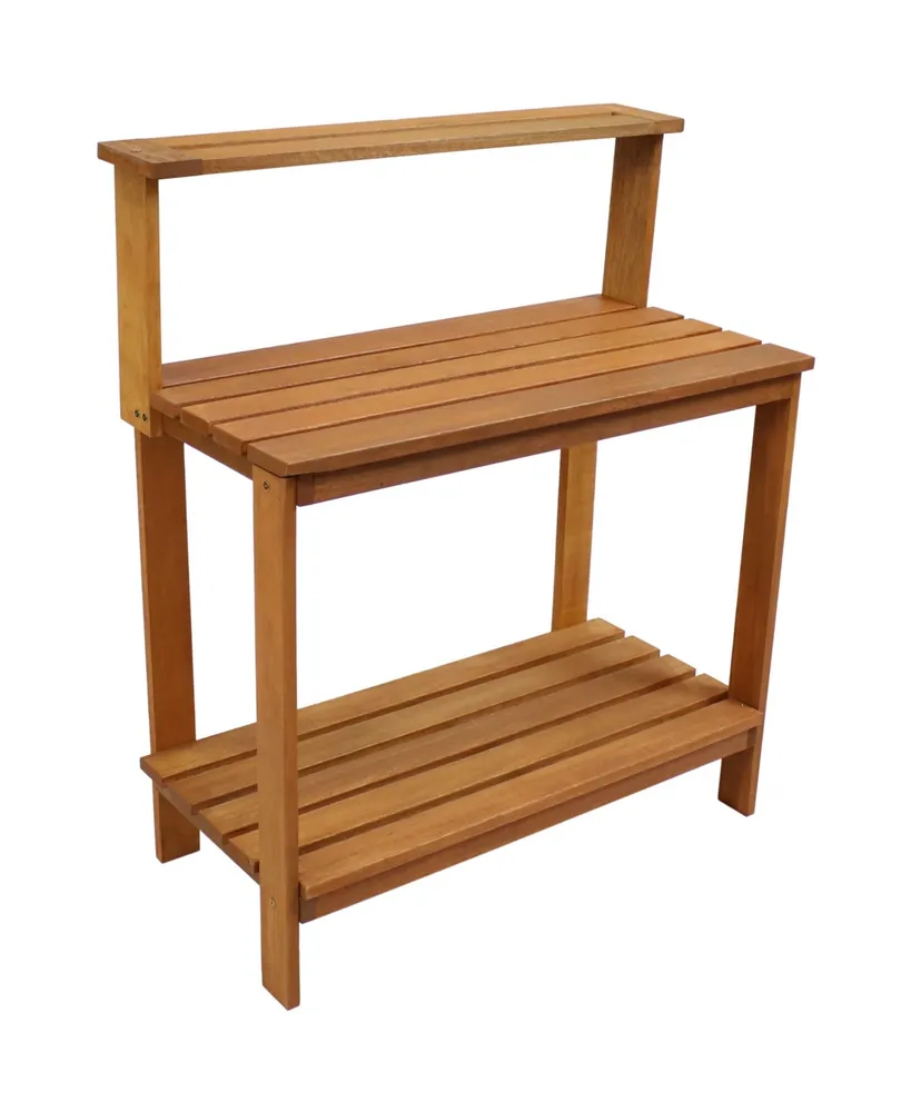 Sunnydaze Decor Meranti Wooden Outdoor Potting Bench with Teak Oil Finish - 42 in