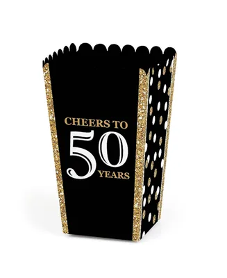 Adult 50th Birthday - Gold - Birthday Party Favor Popcorn Treat Boxes - 12 Ct