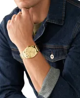Fossil Men's Everett Three-Hand Date Gold-Tone Stainless Steel Bracelet Watch, 42mm - Gold