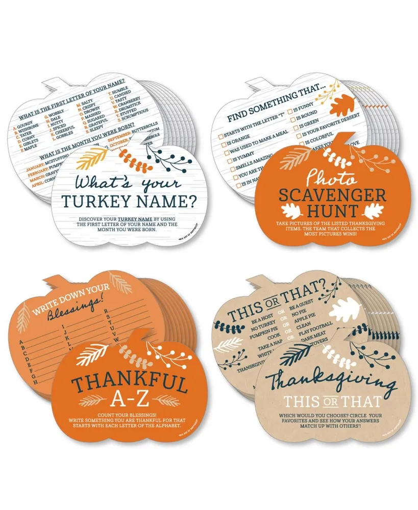 Big Dot of Happiness Happy Thanksgiving - 4 Fall Harvest Party Games - 10 Cards Each Gamerific Bundle