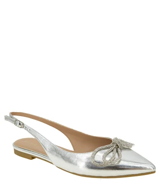 BCBGeneration Women's Kristin Rhinestone Bow Sling Back Flat