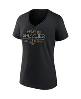 Women's Fanatics Black Memphis Grizzlies Hometown Collection Grit Grind V-Neck T-shirt