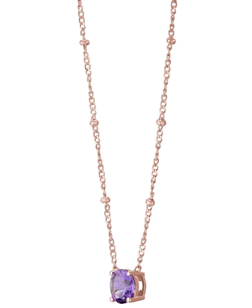 Amethyst Solitaire 18" Pendant Necklace (1-1/4 ct. t.w.) in 14k Rose Gold-Plated Sterling Silver (Also in Peridot)