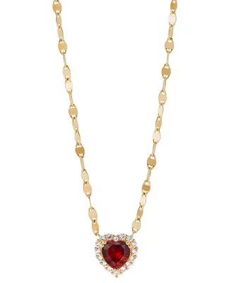 Lab-Grown Pink Sapphire (1-1/2 ct. t.w.) & Lab-Grown White Sapphire (1/4 ct. t.w.) Heart Pendant Necklace in 14k Gold