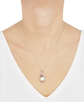 Honora Cultured Ming Pearl (11mm) & Diamond (1/4 ct. t.w.) Swirl Pendant Necklace in 14k Gold, 16" + 2" extender