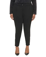 Calvin Klein Plus Ponte Pleated Slim-Leg Pants