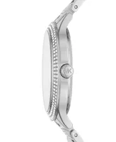 Michael Kors Women's Slim Runway Three-Hand Silver-Tone Stainless Steel Bracelet Watch 38mm