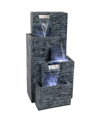 Sunnydaze Decor Cascading Tower Contemporary Fountain with Led Lights - 32 in