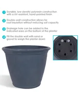 Anjelica 24" Outdoor Double-Walled Polyresin Planter with Uv-Resistant Slate Finish