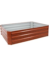 11.75" H Raised Metal Garden Bed - Galvanized Raised Garden Bed Outdoor for Vegetables and Flowers - Woodgrain - 4' x 3' Rectangle