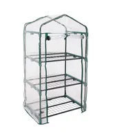 Sunnydaze Decor Steel Pvc Cover Mini Greenhouse with 3 Shelves/Zipper