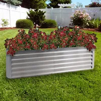 Sunnydaze Decor Galvalume Steel Rectangle Raised Garden Bed - Silver - 71 in