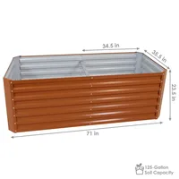 Sunnydaze Decor Galvalume Steel Rectangle Raised Garden Bed - Brown - 71 in