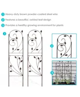 32-Inch Rustic Plant Design Outdoor Garden Trellis - Metal Wire Plant Support Trellis for Climbing Plants - Brown - Set of 2