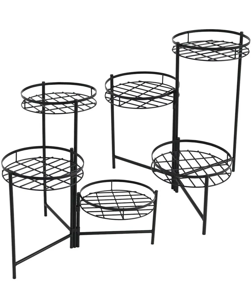 Sunnydaze Decor Black Iron Indoor/Outdoor 3-Tier Plant Stand - 22 in - Set of 2