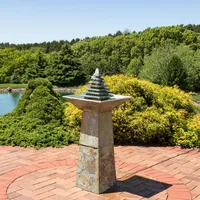Sunnydaze Decor 40-Inch Layered Slate Pyramid Outdoor Water Fountain with Led Light