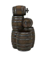 Sunnydaze Decor Stacked Rustic Barrel Water Fountain with Led Lights - 29 in