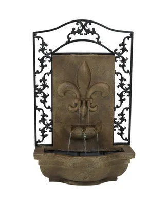 Sunnydaze Decor French Lily 33-Inch Polystone Outdoor Solar Wall Fountain