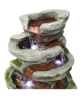 Sunnydaze Decor Lighted Cobblestone Waterfall Fountain with Led Lights - 31 in