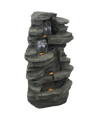 Sunnydaze Decor Electric Stacked Shale Water Fountain with Led Lights - 38 in