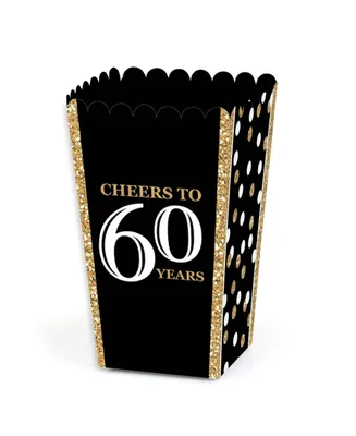 Adult 60th Birthday - Gold - Birthday Party Favor Popcorn Treat Boxes - 12 Ct