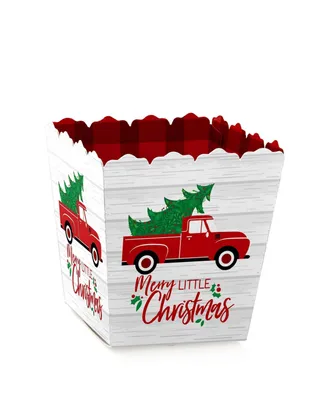 Big Dot of Happiness Merry Little Christmas Tree - Party Mini Favor Boxes - Red Truck Christmas Party Treat Candy Boxes - Set of 12