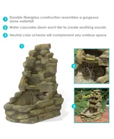 37"H Electric Fiberglass Stone Falls Waterfall Outdoor Water Fountain