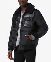 Marc New York Men's Beaumont Aviator Puffer with Faux Leather Trim
