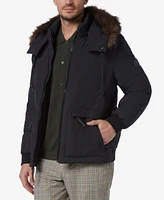 Marc New York Men's Down Bomber with Faux Fur Trim and Removable Hood