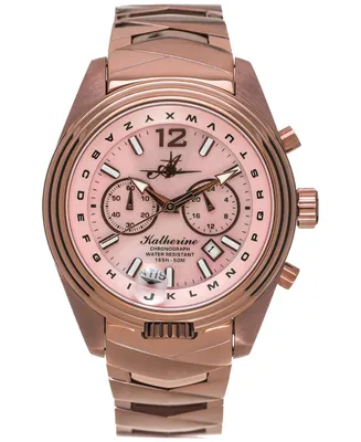 Abingdon Co. Women's Katherine Chronograph Multifunctional Chocolate Ion-Plated Stainless Steel Bracelet Watch 40mm