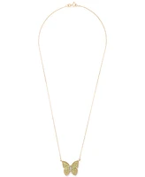 Garnet (1-1/5 ct. t.w.) & White Topaz (1/10 ct. t.w.) Butterfly 17" Pendant Necklace in 14k Gold-Plated Sterling Silver (Also in Peridot)